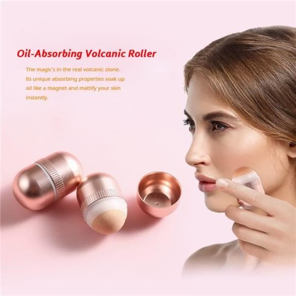 Oil-Absorbing Volcanic Face Roller, Reusable Facial Skincare Tool - Picture 2 of 7